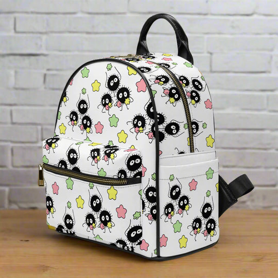 black leather emoji backpack Soot Sprites | Vegan Leather Mini Backpack