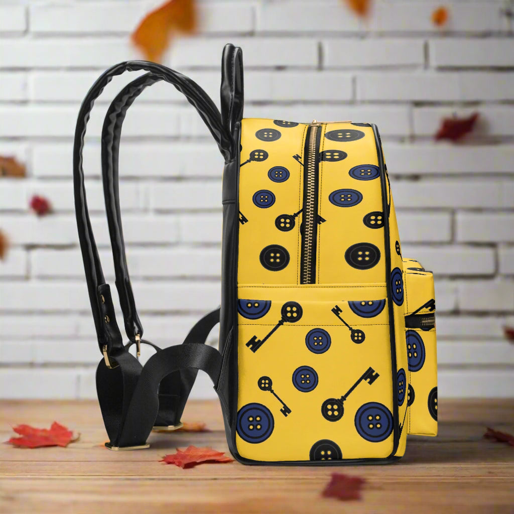 Coraline Buttons & Keys | Vegan Leather Mini Backpack - Syntax & Alchemy