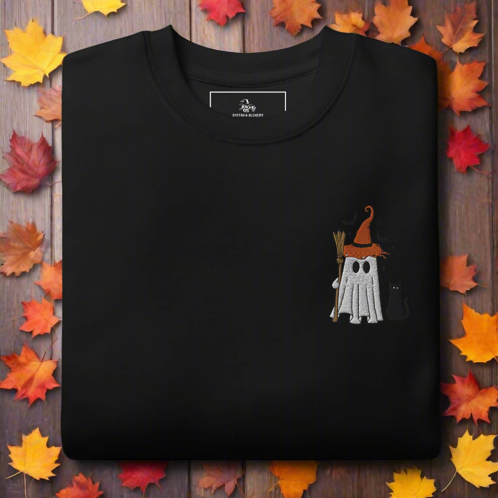 Ghost Cat | Soft-Wash Sweatshirt | Embroidered - Syntax & Alchemy