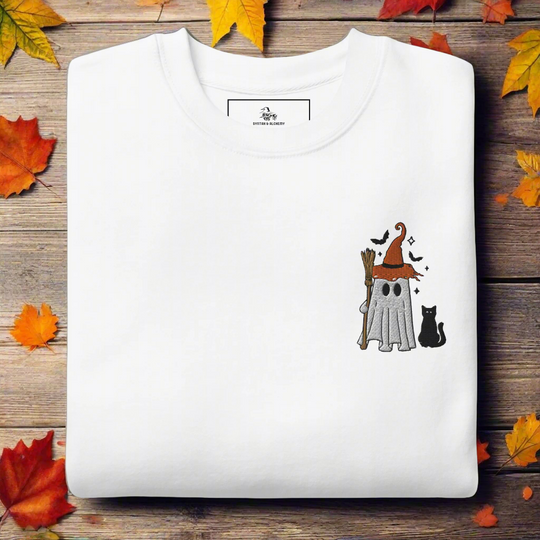 Ghost Cat | Soft-Wash Sweatshirt | Embroidered - Syntax & Alchemy
