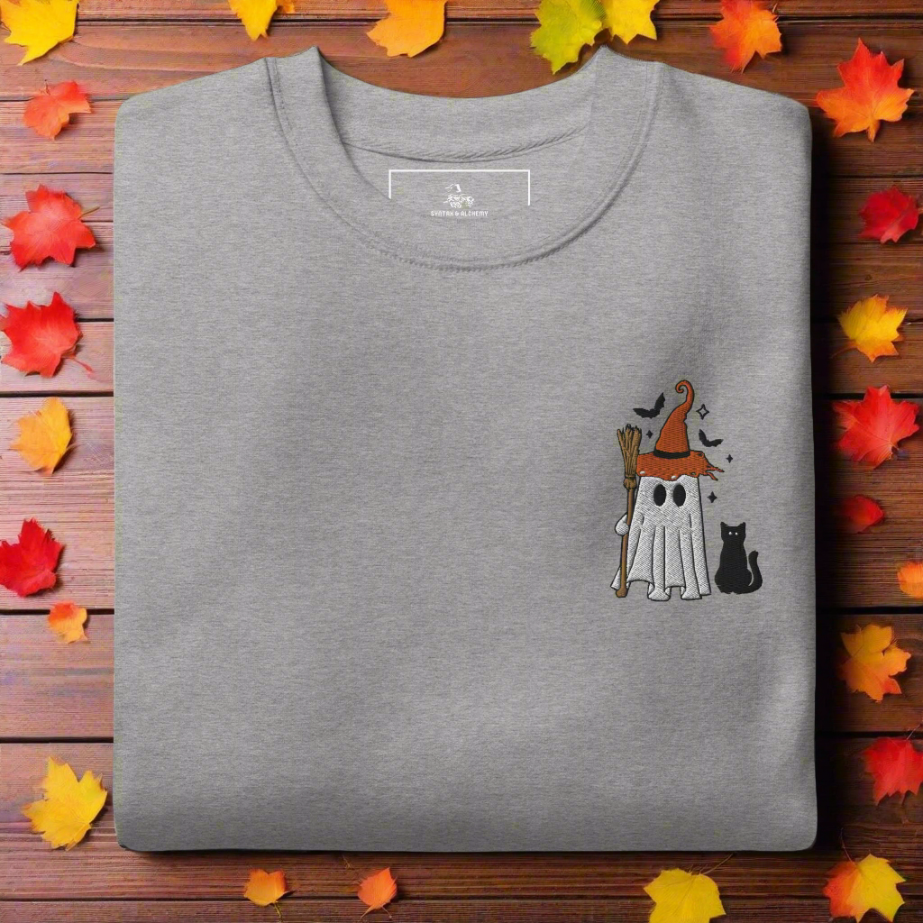 Ghost Cat | Soft-Wash Sweatshirt | Embroidered - Syntax & Alchemy