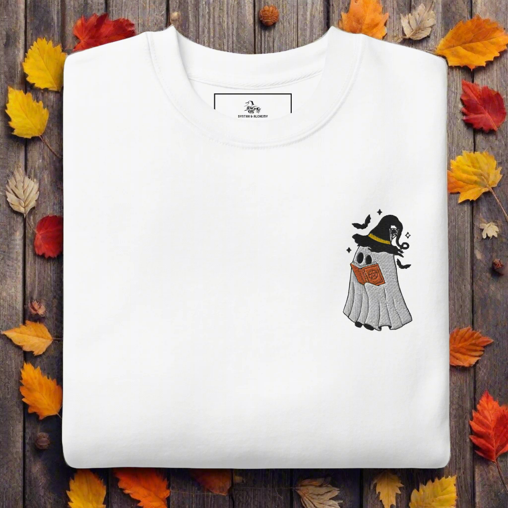 Ghost Book | Soft-Wash Sweatshirt | Embroidered - Syntax & Alchemy