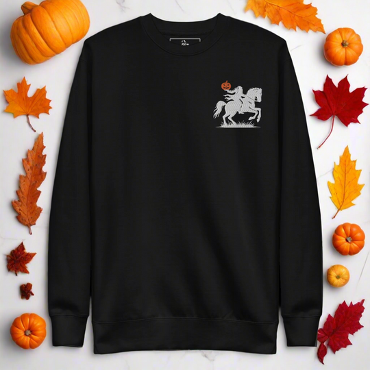 Headless Horseman Pumpkin Head | Soft-Wash Sweatshirt | Embroidered - Syntax & Alchemy