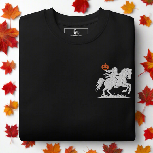 Headless Horseman Pumpkin Head | Soft-Wash Sweatshirt | Embroidered - Syntax & Alchemy