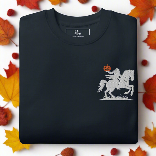 Headless Horseman Pumpkin Head | Soft-Wash Sweatshirt | Embroidered - Syntax & Alchemy