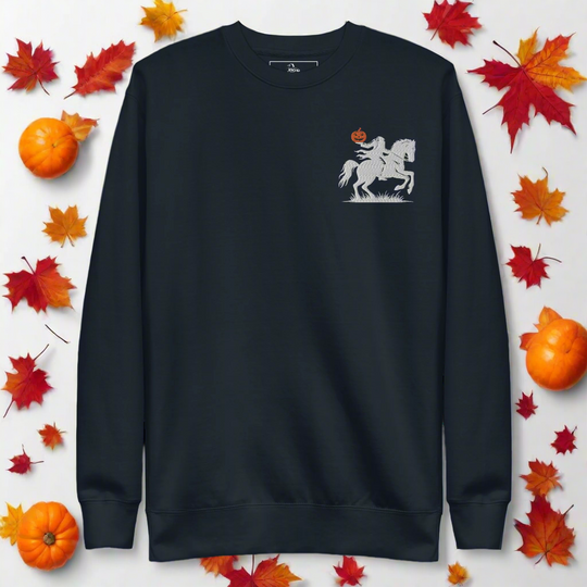 Headless Horseman Pumpkin Head | Soft-Wash Sweatshirt | Embroidered - Syntax & Alchemy