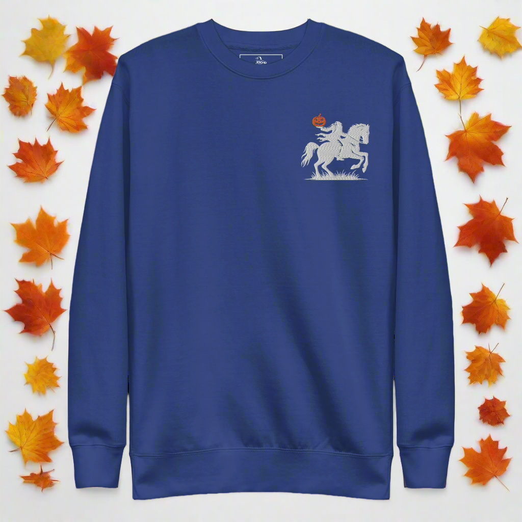 Headless Horseman Pumpkin Head | Soft-Wash Sweatshirt | Embroidered - Syntax & Alchemy