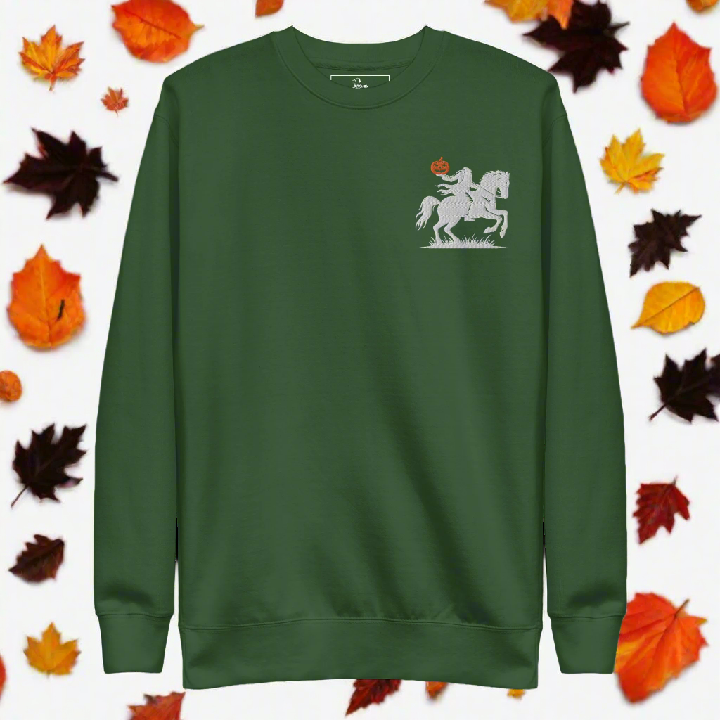 Headless Horseman Pumpkin Head | Soft-Wash Sweatshirt | Embroidered - Syntax & Alchemy