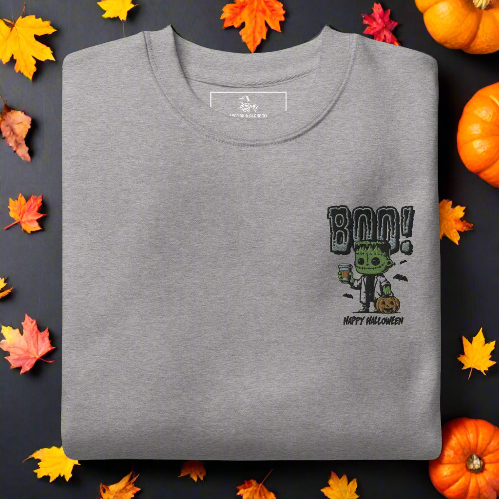 Frankenstein Boo | Soft-Wash Sweatshirt | Embroidered - Syntax & Alchemy