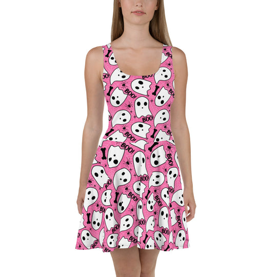 Pink Boo | Spandex-Blend Skater Dress - Syntax & Alchemy