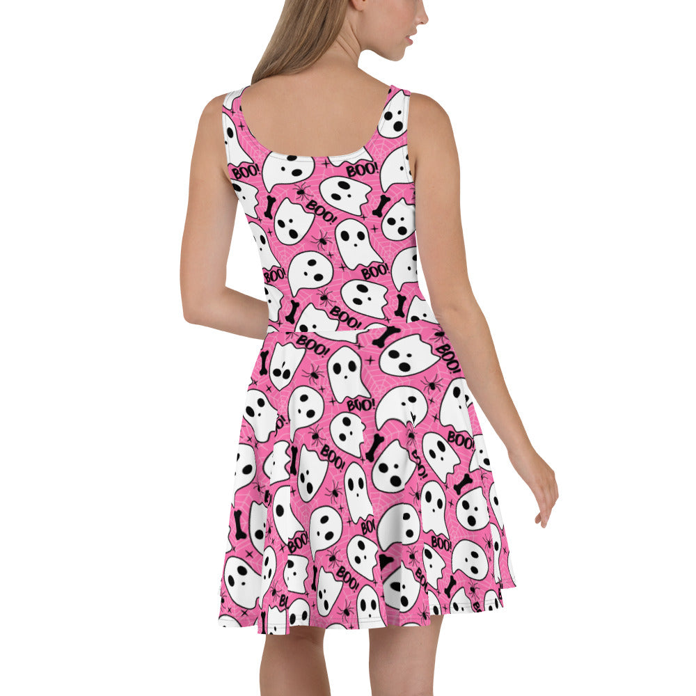 Pink Boo | Spandex-Blend Skater Dress - Syntax & Alchemy