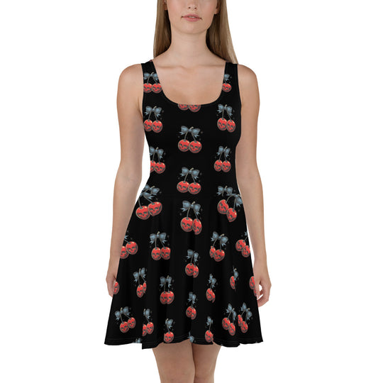 Cherry Skull Flavor | Spandex-Blend Skater Dress - Syntax & Alchemy
