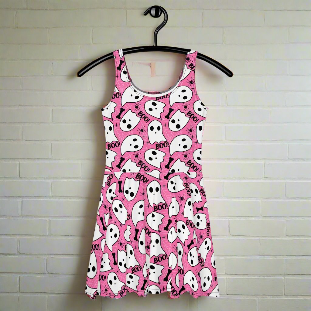 Pink Boo | Spandex-Blend Skater Dress - Syntax & Alchemy