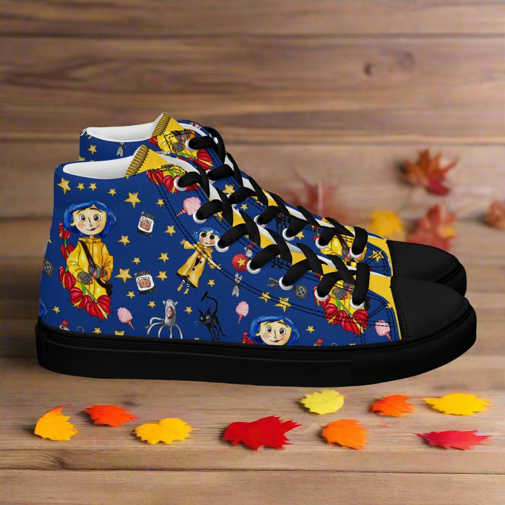 Twitchy Witchy Girl | Men & Boys High Top Canvas Sneakers | Blue Variant Men's High Top Sneakers Syntax & Alchemy