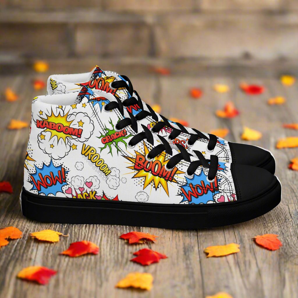 SUPER WHAM! | Men & Boys High Top Canvas Sneakers | White Variant Men's High Top Sneakers Syntax & Alchemy