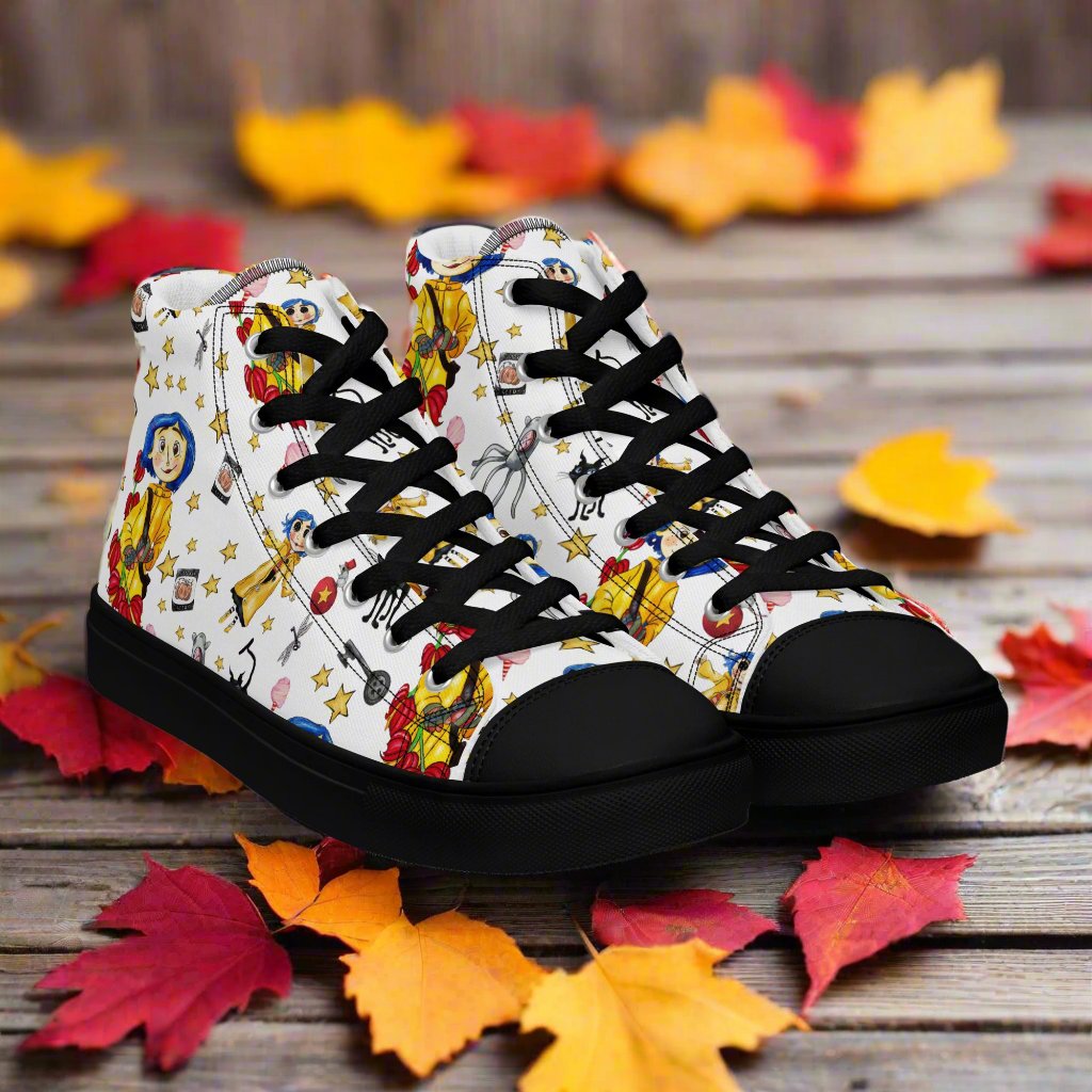 Twitchy Witchy Girl | Men & Boys High Top Canvas Sneakers | White Variant Men's High Top Sneakers Syntax & Alchemy