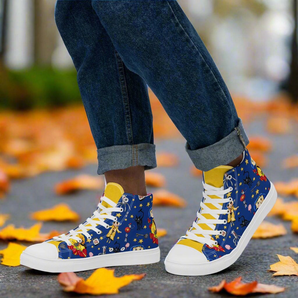 Twitchy Witchy Girl | Men & Boys High Top Canvas Sneakers | Blue Variant Men's High Top Sneakers Syntax & Alchemy