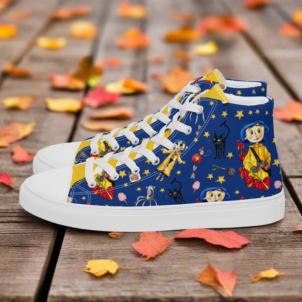 Twitchy Witchy Girl | Men & Boys High Top Canvas Sneakers | Blue Variant Men's High Top Sneakers Syntax & Alchemy