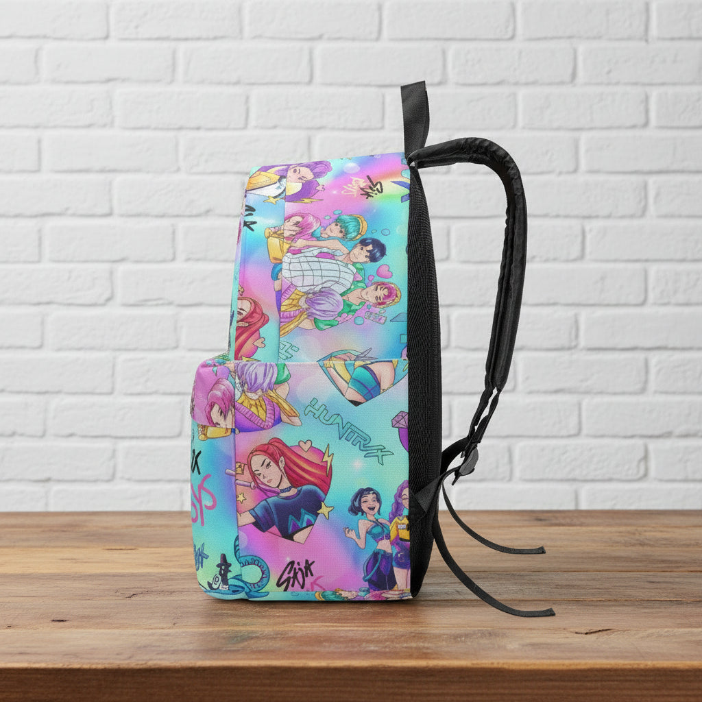 K-Pop Demon Hunter x Huntrix Edition | Ergonomic Backpack - Syntax & Alchemy - • All-over-print type. • Designed For Unisex.• Classic and smooth zipper closure.• Made of high-quality polyester fabric.• Suggested Designed File Size: 4800 x 4800px, 200dpi.• Designed files format: JPEG/PNG, only in RGB color modes.• Ultra-large interior capacity for the storage of daily must-haves.