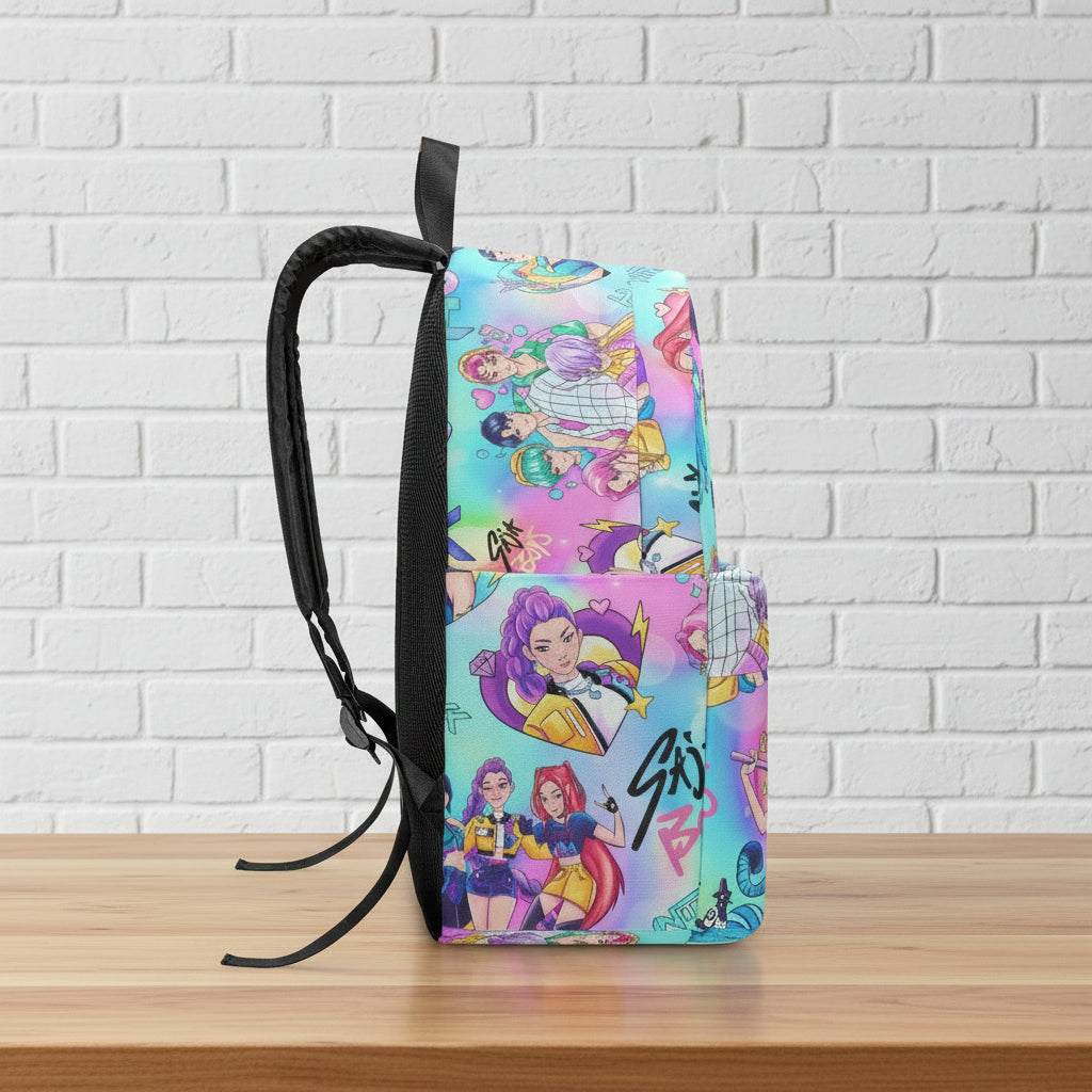 K-Pop Demon Hunter x Huntrix Edition | Ergonomic Backpack - Syntax & Alchemy - • All-over-print type. • Designed For Unisex.• Classic and smooth zipper closure.• Made of high-quality polyester fabric.• Suggested Designed File Size: 4800 x 4800px, 200dpi.• Designed files format: JPEG/PNG, only in RGB color modes.• Ultra-large interior capacity for the storage of daily must-haves.