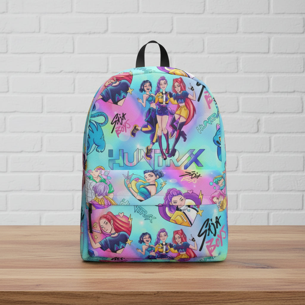 K-Pop Demon Hunter x Huntrix Edition | Ergonomic Backpack - Syntax & Alchemy - • All-over-print type. • Designed For Unisex.• Classic and smooth zipper closure.• Made of high-quality polyester fabric.• Suggested Designed File Size: 4800 x 4800px, 200dpi.• Designed files format: JPEG/PNG, only in RGB color modes.• Ultra-large interior capacity for the storage of daily must-haves.