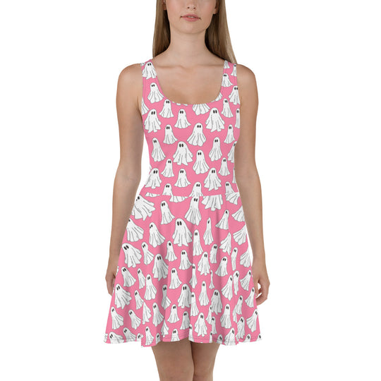 We Are Ghosts | Spandex-Blend Skater Dress | Pink Variant - Syntax & Alchemy