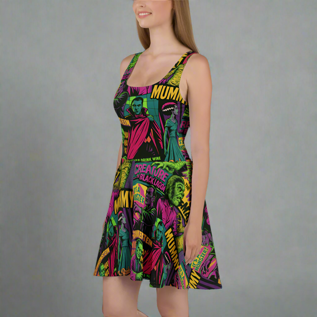 stretchy skater dress Big Purple Dots Skater Dress Stretchy comfortable Fun Design Xs