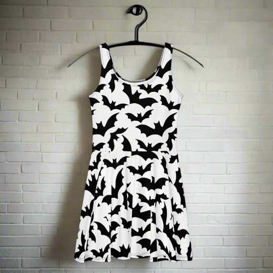 Bats Monochrome | Soft-Stretch Skater Dress - Syntax & Alchemy