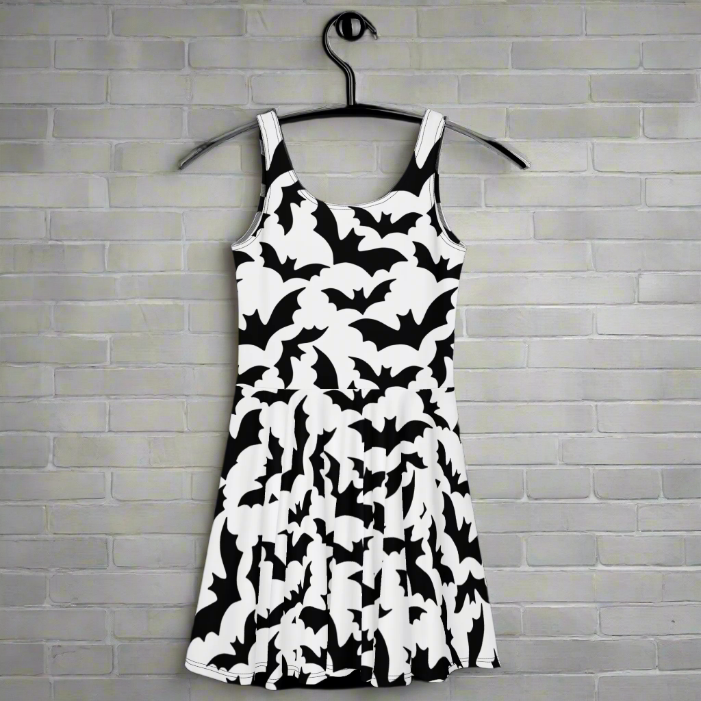 Bats Monochrome | Soft-Stretch Skater Dress - Syntax & Alchemy