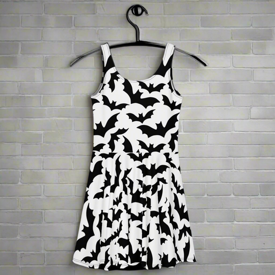 Bats Monochrome | Soft-Stretch Skater Dress - Syntax & Alchemy