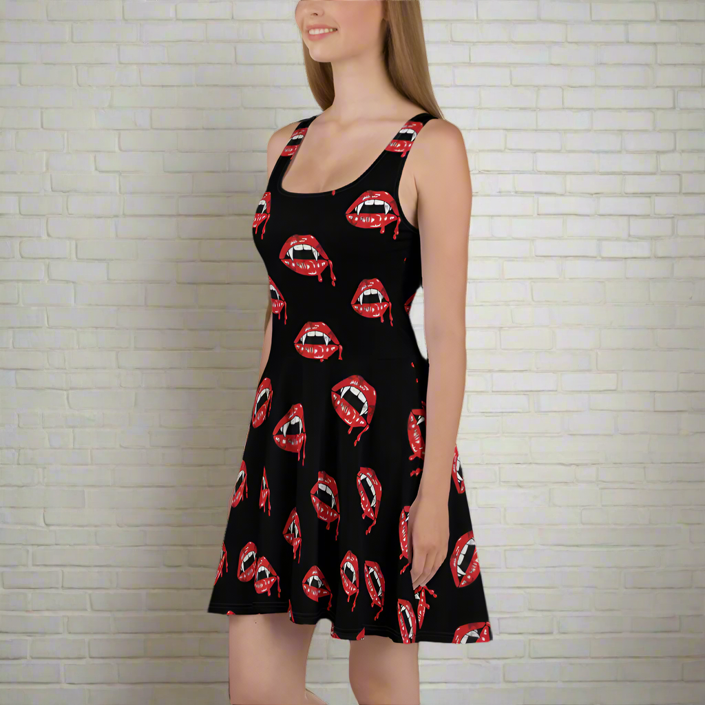 Vampire Kiss | Soft-Stretch Skater Dress - Syntax & Alchemy