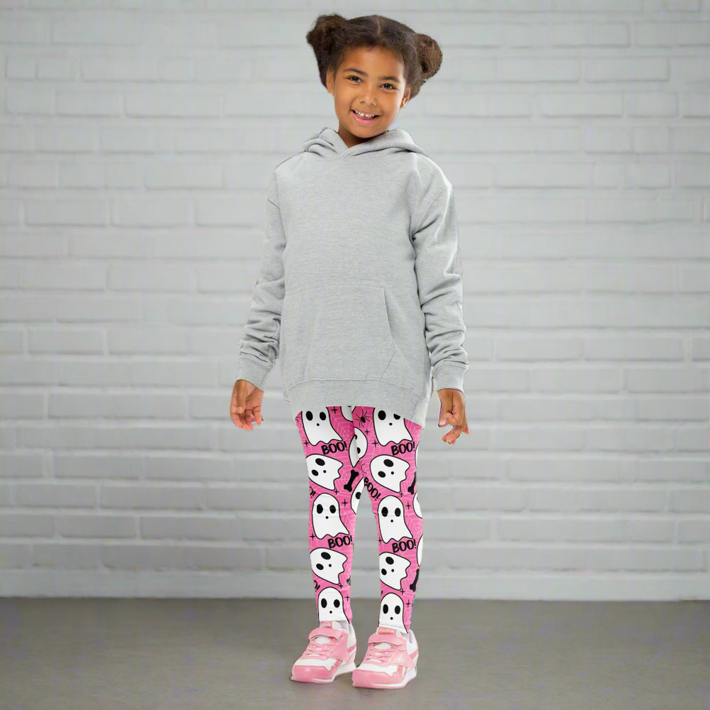Pink Boo | Kids Soft-Stretch Leggings - Syntax & Alchemy