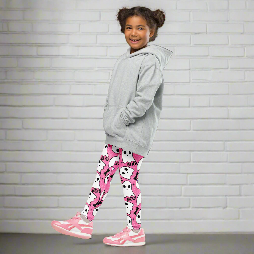 Pink Boo | Kids Soft-Stretch Leggings - Syntax & Alchemy