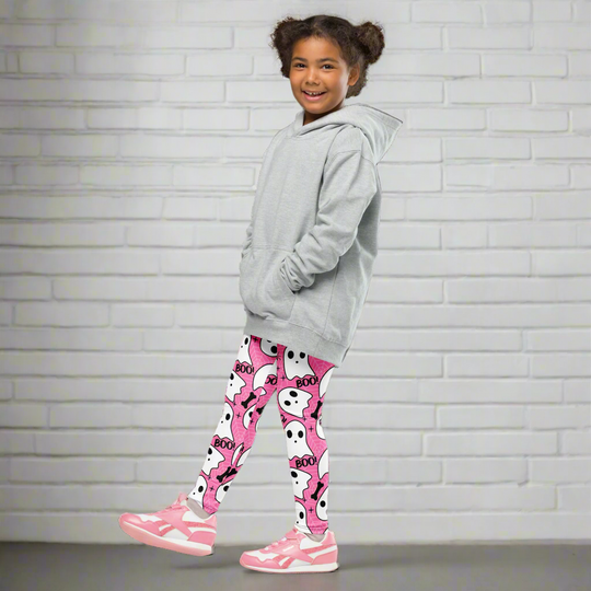 Pink Boo | Kids Soft-Stretch Leggings - Syntax & Alchemy