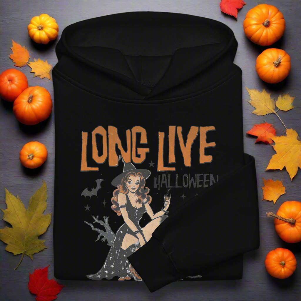 Long Live Halloween | Oversized Fleece Hoodie Oversized Fleece Hoodie Syntax & Alchemy Black S 