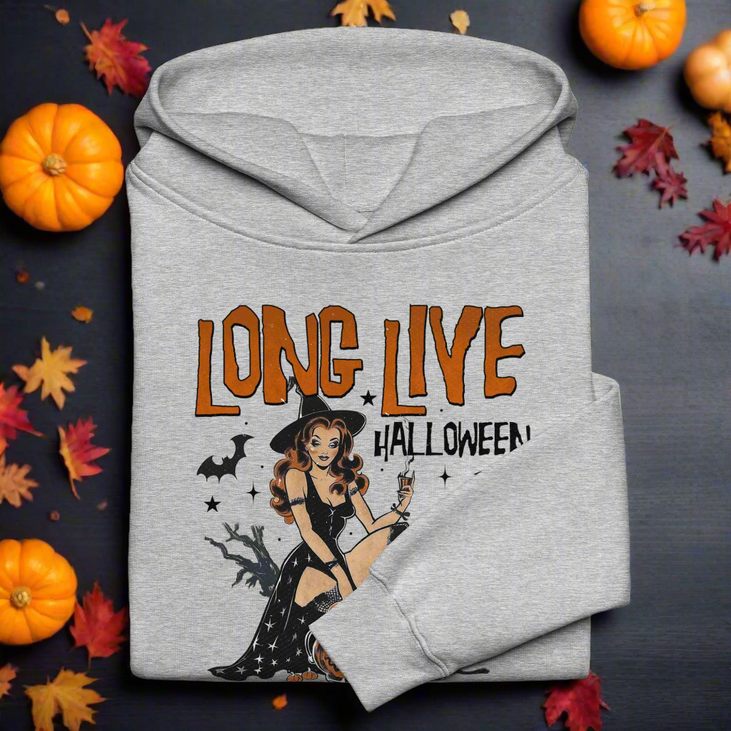 Long Live Halloween | Oversized Fleece Hoodie Oversized Fleece Hoodie Syntax & Alchemy Athletic Heather S 