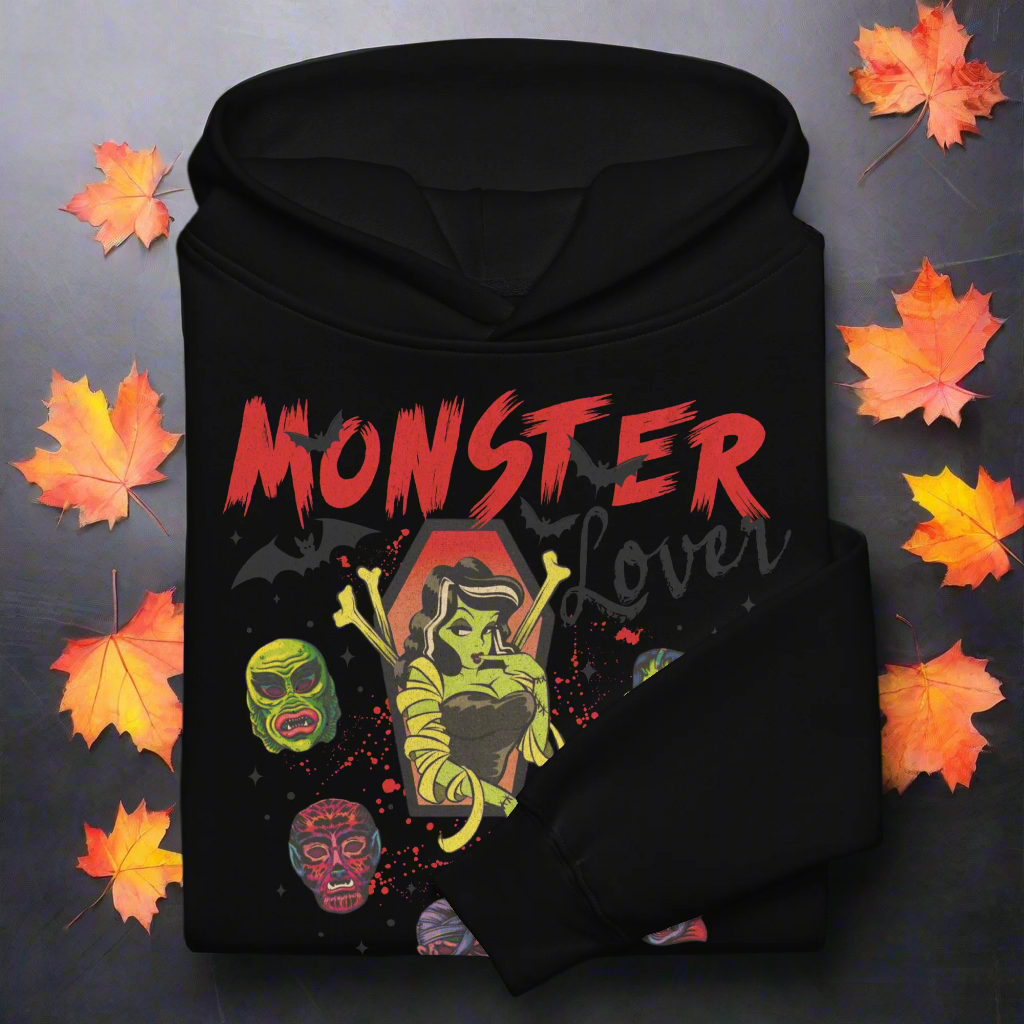 Monster Lover | Oversized Fleece Hoodie Oversized Fleece Hoodie Syntax & Alchemy Black S 