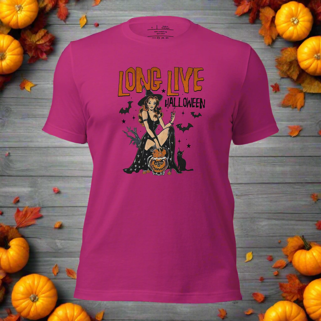 Long Live Halloween | Airlume Cotton T-Shirt Women's T-Shirt Syntax & Alchemy   