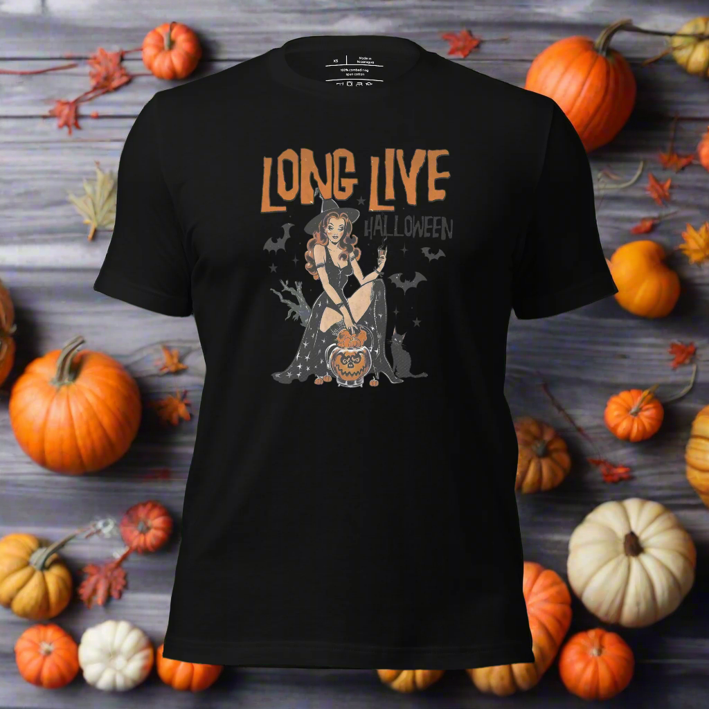 Long Live Halloween | Airlume Cotton T-Shirt Women's T-Shirt Syntax & Alchemy   