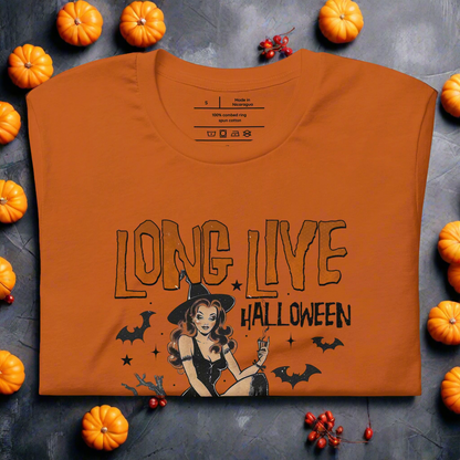 Long Live Halloween | Airlume Cotton T-Shirt Women's T-Shirt Syntax & Alchemy Autumn S 