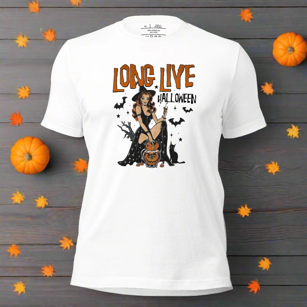 Long Live Halloween | Airlume Cotton T-Shirt Women's T-Shirt Syntax & Alchemy   