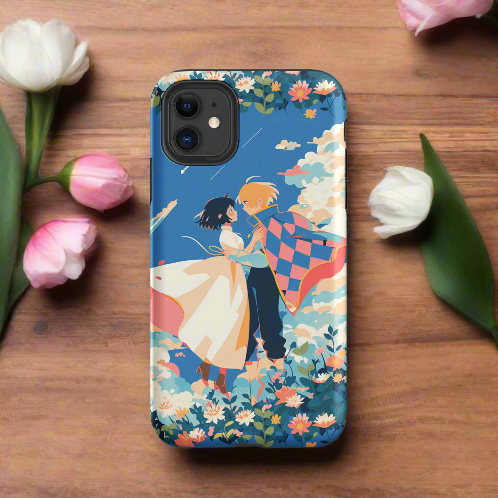 Howl & Sophie | Tough Case for iPhone® - Syntax & Alchemy - Protect your phone with style using a durable, dual-layered case. The outer shell is made of impact-resistant polycarbonate, while the inner lining sports TPU lining for maximum impact absorption. Keep your phone fashionable and safe all year round! • Polycarbonate outer shell • Thermoplastic Polyurethane TPU inner liner • Dual-layer protection • Precisely aligned port openings • Induction charging compatible