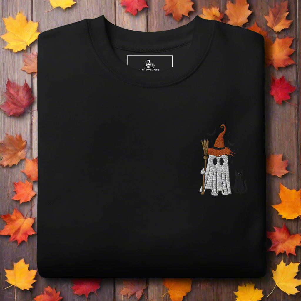 Ghost Cat | Soft-Wash Sweatshirt | Embroidered Soft-Wash Sweatshirt Syntax & Alchemy Black S 