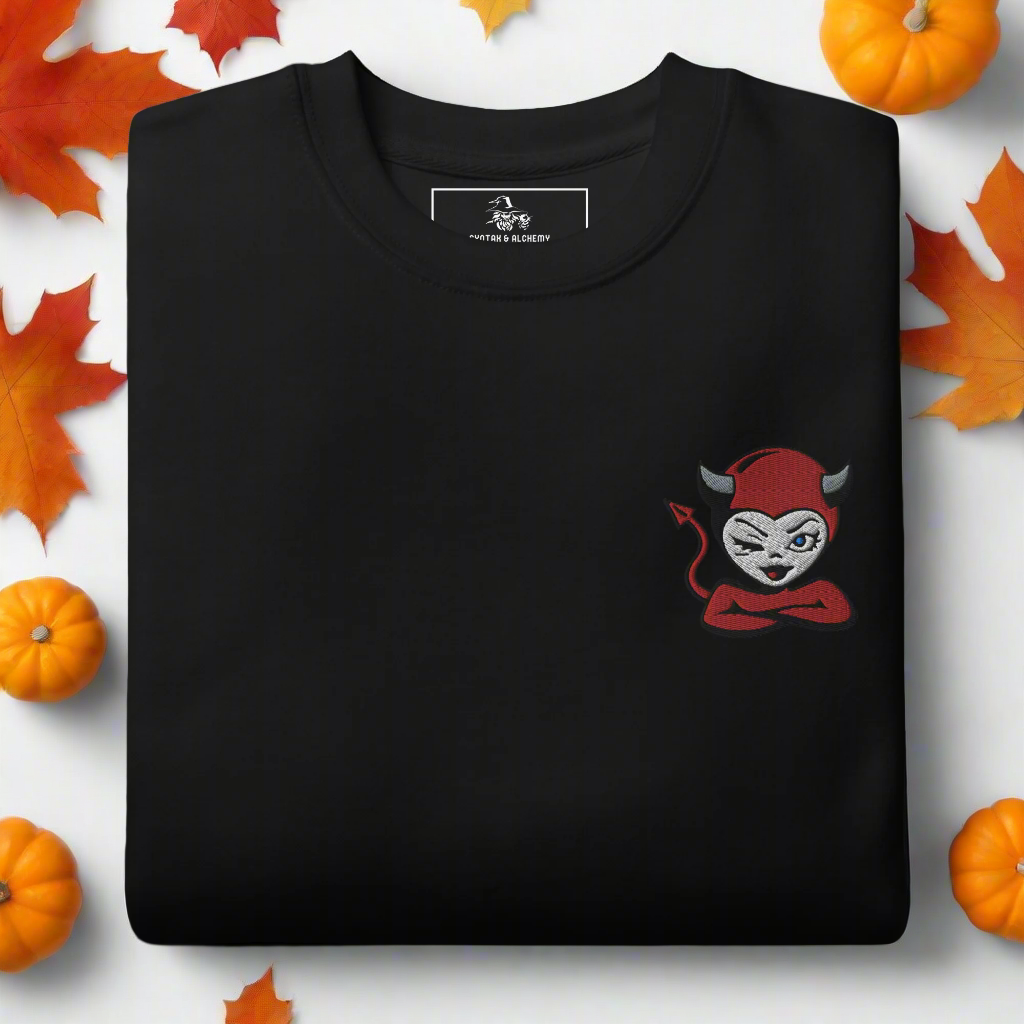 Devil Wink | Soft-Wash Sweatshirt | Embroidered Soft-Wash Sweatshirt Syntax & Alchemy Black S 