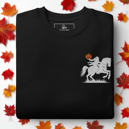 Headless Horseman Pumpkin Head | Soft-Wash Sweatshirt | Embroidered Soft-Wash Sweatshirt Syntax & Alchemy Black S 