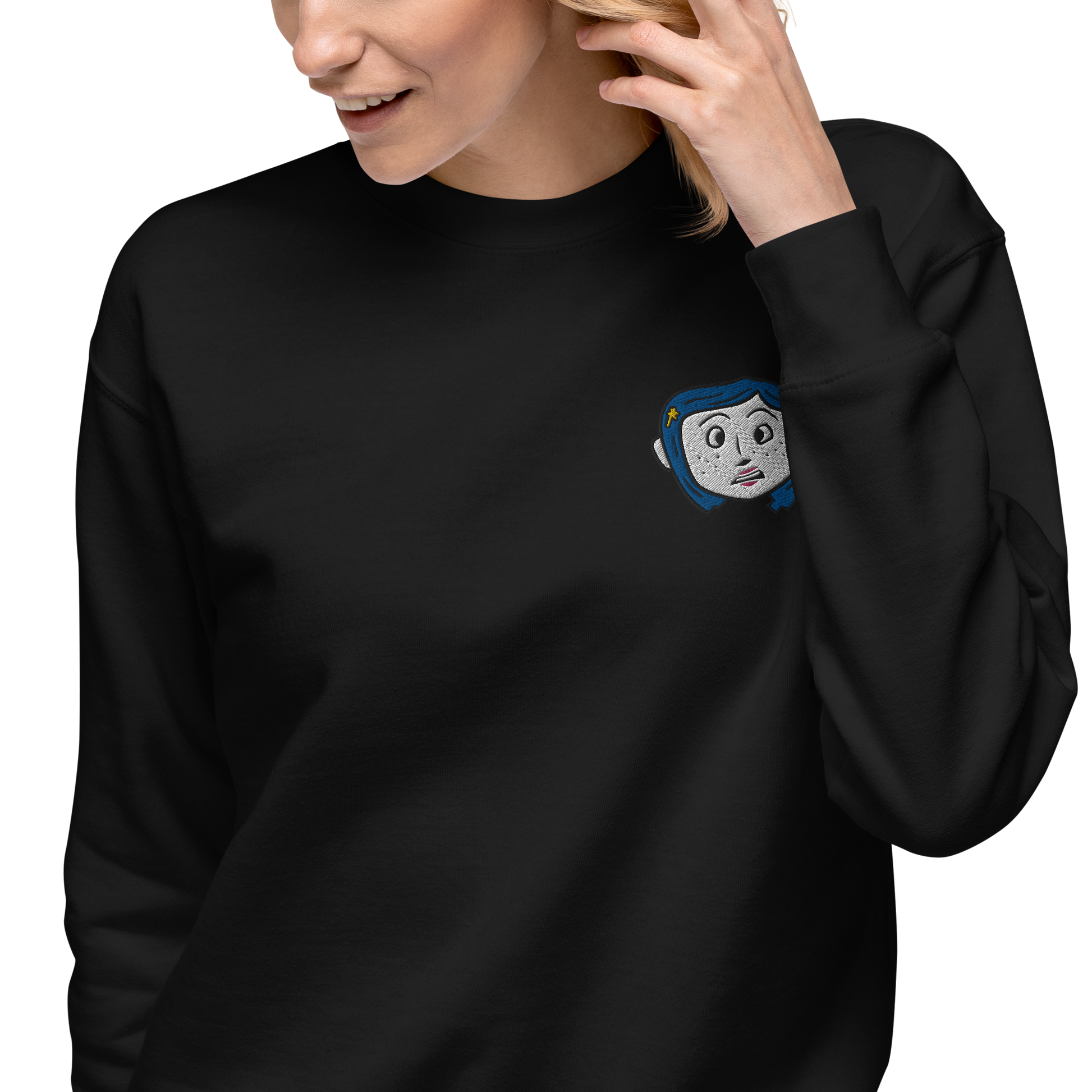 Coraline Face | Soft-Wash Sweatshirt | Embroidered Soft-Wash Sweatshirt Syntax & Alchemy   