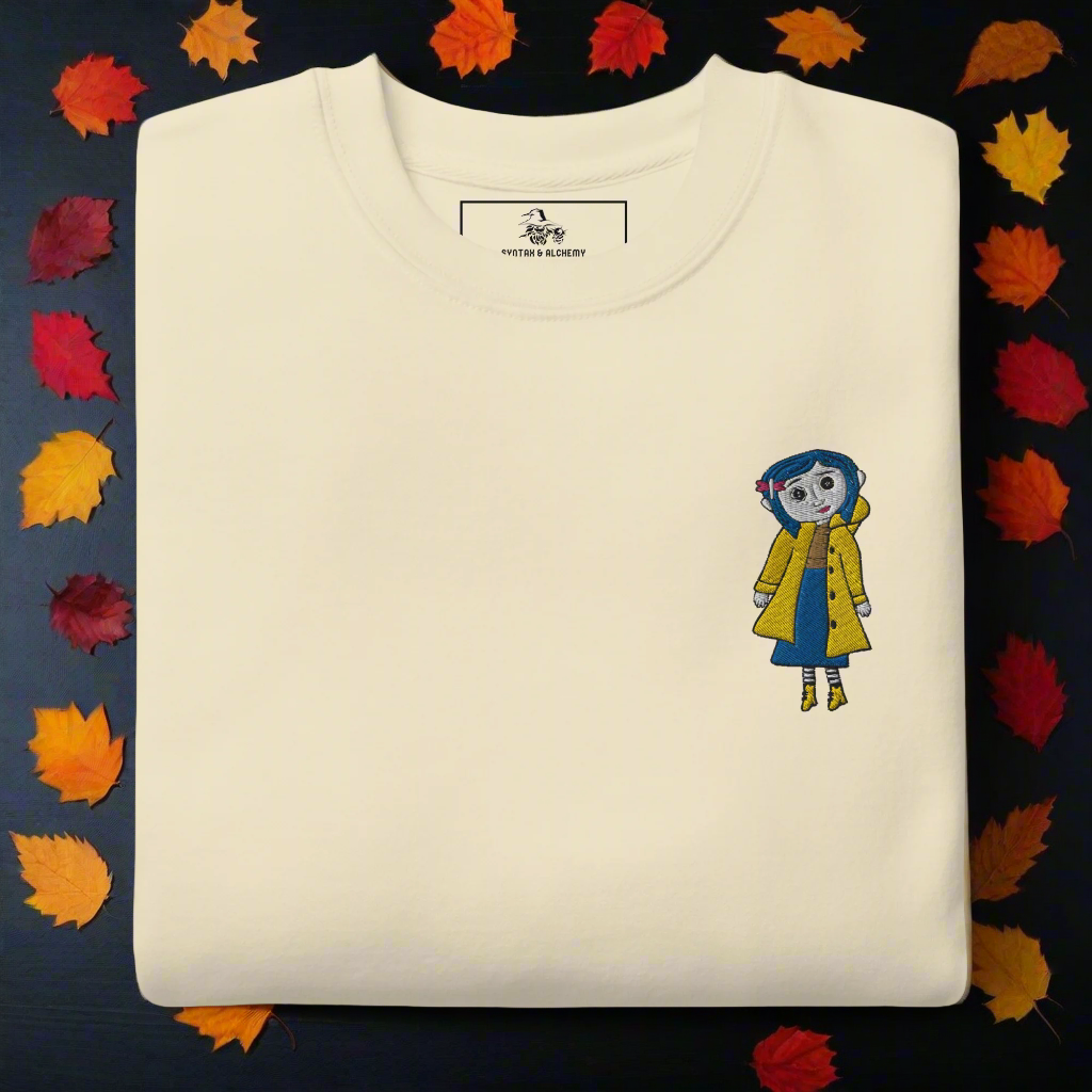 Coraline Button Eyes | Soft-Wash Sweatshirt | Embroidered | Sleeve Variant Soft-Wash Sweatshirt Syntax & Alchemy   