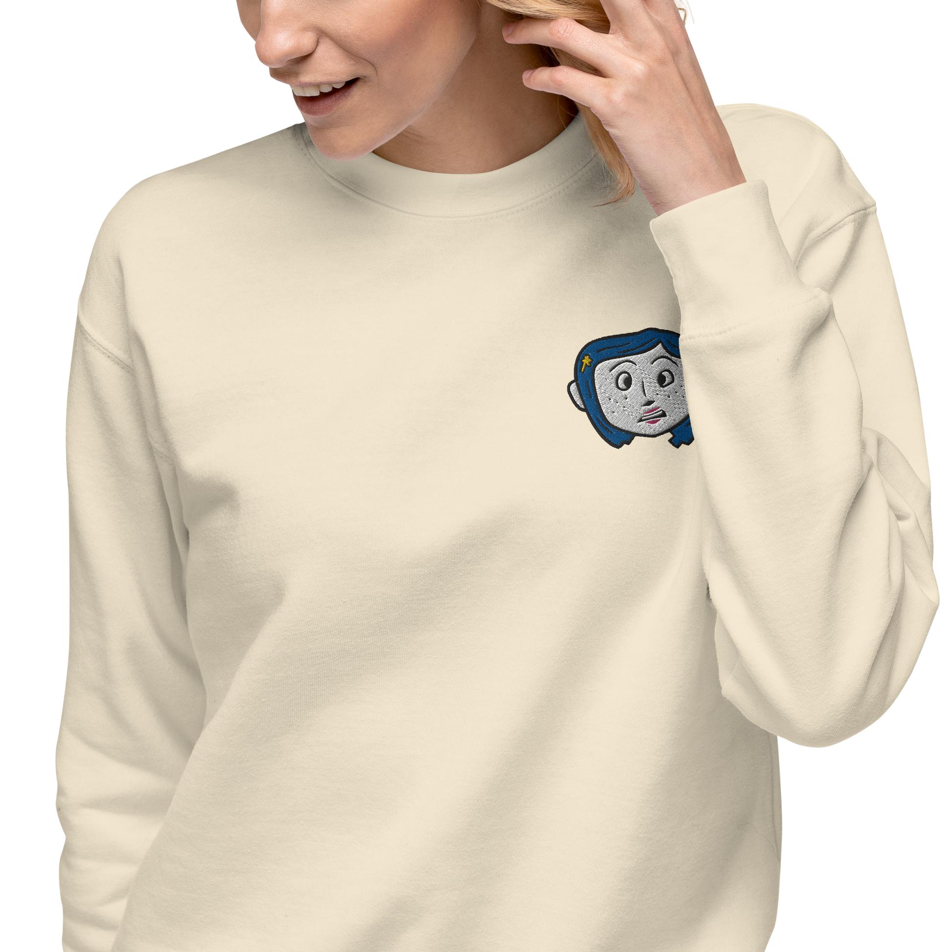 Coraline Face | Soft-Wash Sweatshirt | Embroidered Soft-Wash Sweatshirt Syntax & Alchemy   