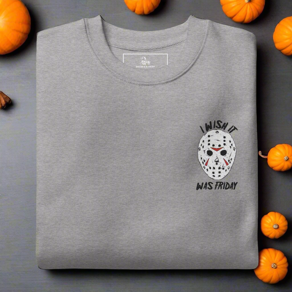 Wish It Was Friday 13th | Soft-Wash Sweatshirt | Embroidered Soft-Wash Sweatshirt Syntax & Alchemy Carbon Grey S 