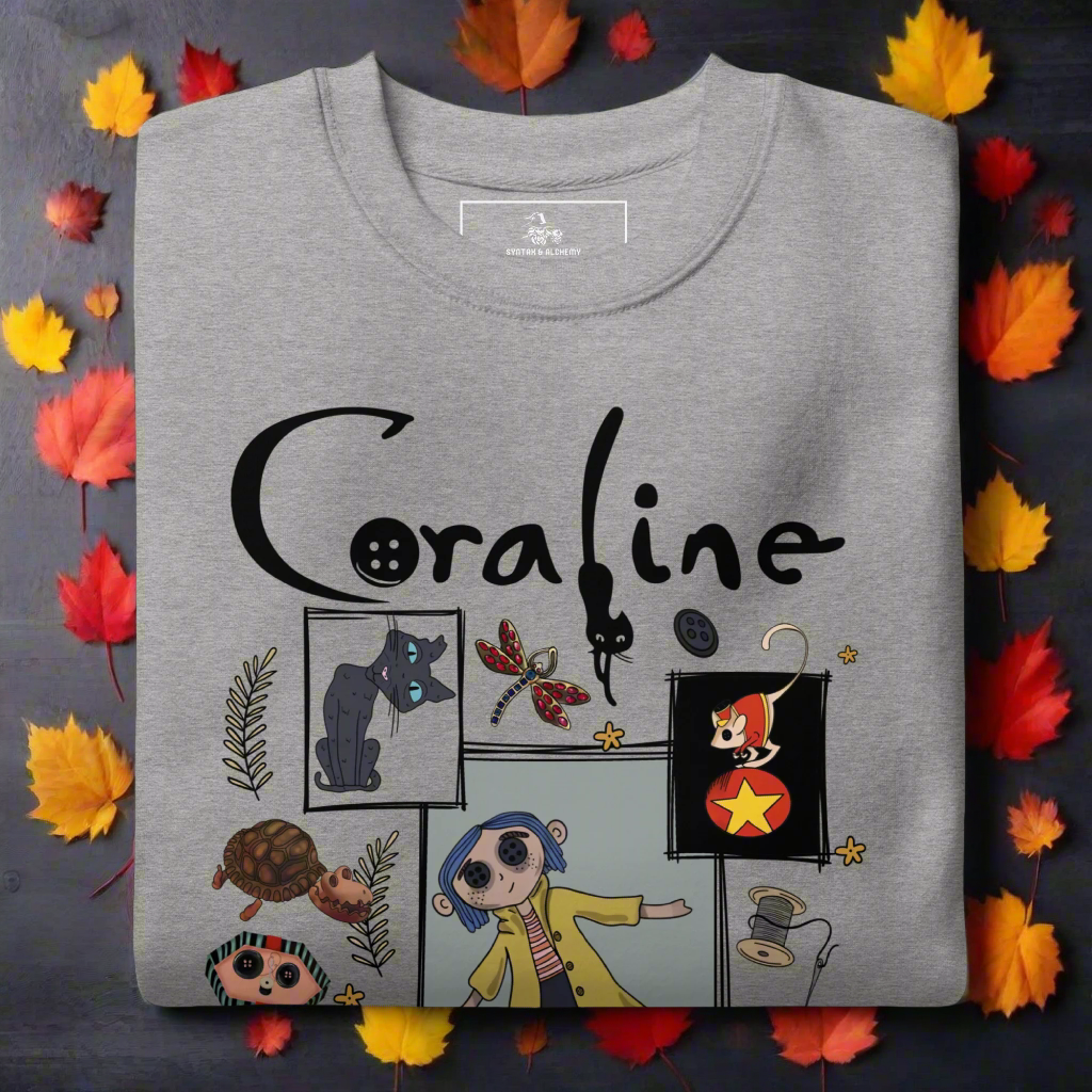 Coraline Collage | Soft-Wash Sweatshirt Soft-Wash Sweatshirt Syntax & Alchemy Carbon Grey S 